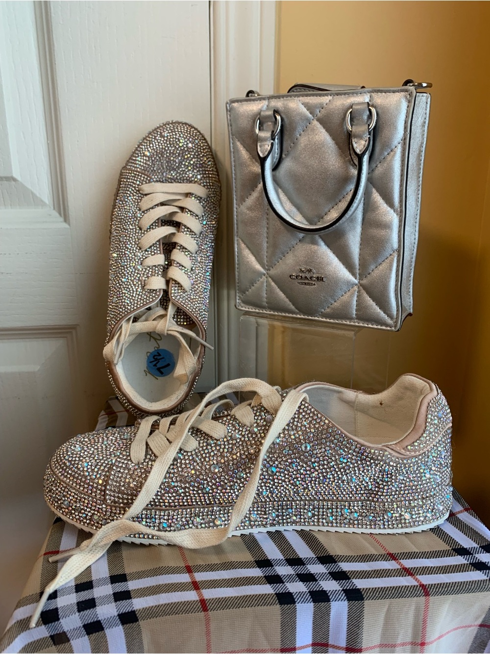 Matisse Crystal-Embellished Silver Lace-Up Sneakers